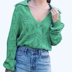 Miracle Relaxed & Have Fun Knitted Sweater Green Size L